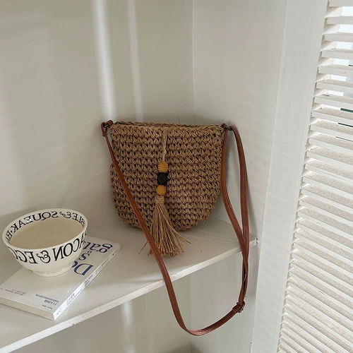 Соломенная сумка через плечо для отдыха, пляжная небольшая сумка на одно плечо