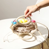 Соломенная барсетка, портативная пляжная сумка на одно плечо, в цветочек