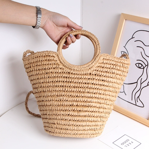 Брендовая соломенная сумка на одно плечо, универсальная пляжная сумка через плечо для отдыха, городской стиль