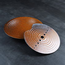 Tough pottery dry brewed tea tray household simple ceramic embedded tea table kung fu tea set Japanese retro water storage tea tray