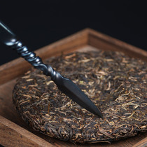 Handmade Longquan Bailed Flats Damascus Steel Puer Tea Knife Tea Needle Pry Cutting Tool Special Road Tool