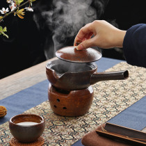 Japanese-style rough pottery cooking teapot set kung fu tea set retro candle furnace base ceramic household single pot