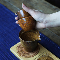 Japanese travel tea set set rough pottery hand grab teapot cover Bowl home teapot retro ceramic business office Tea Ware