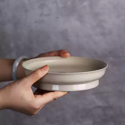 Jingdezhen handmade ash glaze ceramic pot Fruit plate Tea plate Dry bubble plate Gongfu tea set Tea ceremony accessories