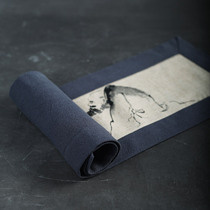 Original cotton and linen hand-painted tea mat Chinese dry mat tea flag table flag tea cloth tea cup mat kung fu tea set tea ceremony zero match