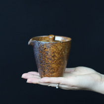 Handmade coarse pottery hand-grabbing pot Japanese tea bowl black tea cup retro large ceramic tea set Kung Fu Tea Bowl