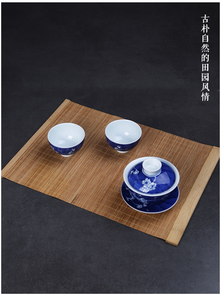 Dong Fen bộ trà tre cổ điển trà mat Kung Fu bộ trà phụ kiện trà nhỏ mat trà mat mat trà coaster tre rèm placemat ấm ủ trà