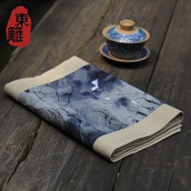 Original tea mat linen ink table flag Zen cotton linen tea mat Japanese dry tea plate mat tea set spare parts customization