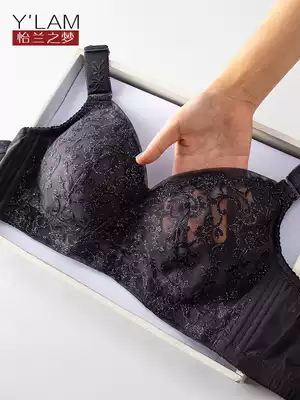 Embroidered underwear women without steel rings, large breasts, small bras, thin full cups, auxiliary breasts, adjustment type, anti-sagging summer