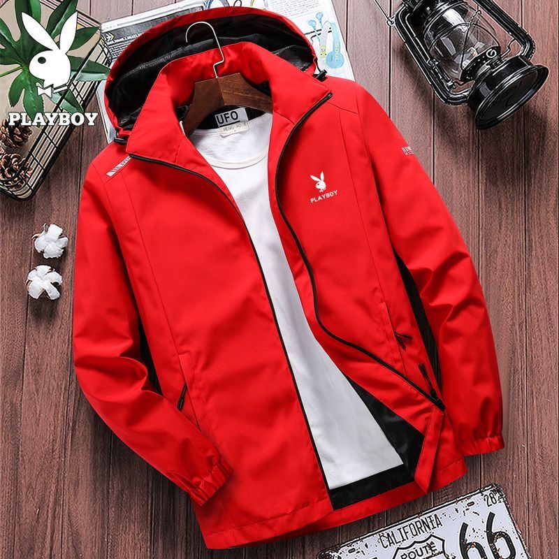 Playboy Men's Jacket Autumn and Winter Chinese Red Casual Fleece-Lined Thickened Zodiac Year Jacket Warm Outerwear Playboy Men's Jacket Autumn and Winter Chinese Red Casual Fleece-Lined Thickened Zodiac Year Jacket Warm Outerwear