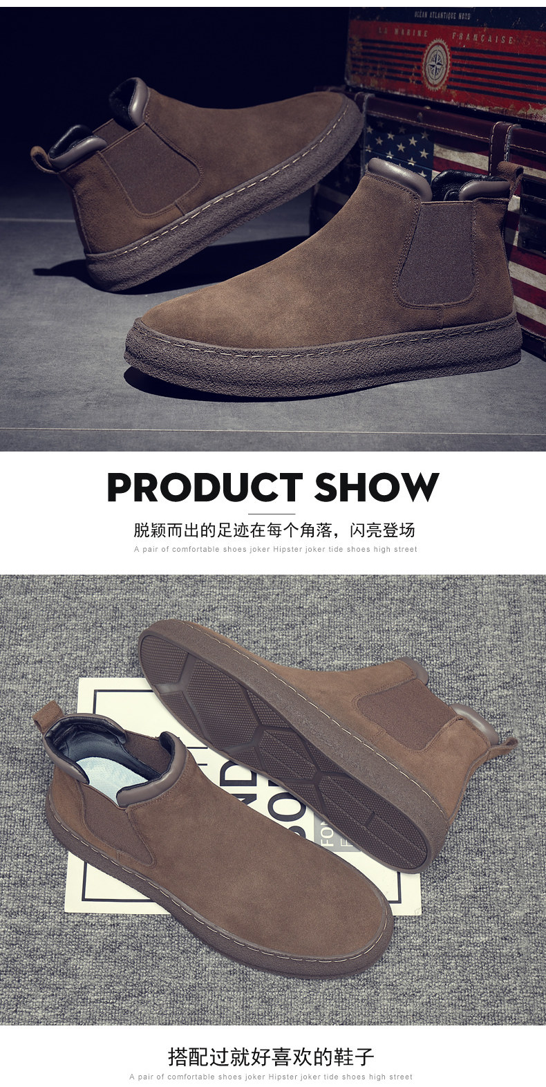 Утепленная обувь 棉鞋男款冬季保暖加绒一脚蹬黑色休闲皮鞋男士加厚防水东北雪地靴