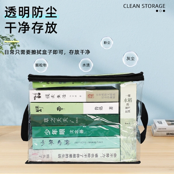 Transparent book bags and old book storage box artifact