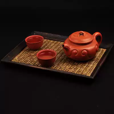 Solid wood bamboo woven tea tray Home club Retro classic non-slip tea coaster Tea room Tea ceremony utensils Dried fruit tray