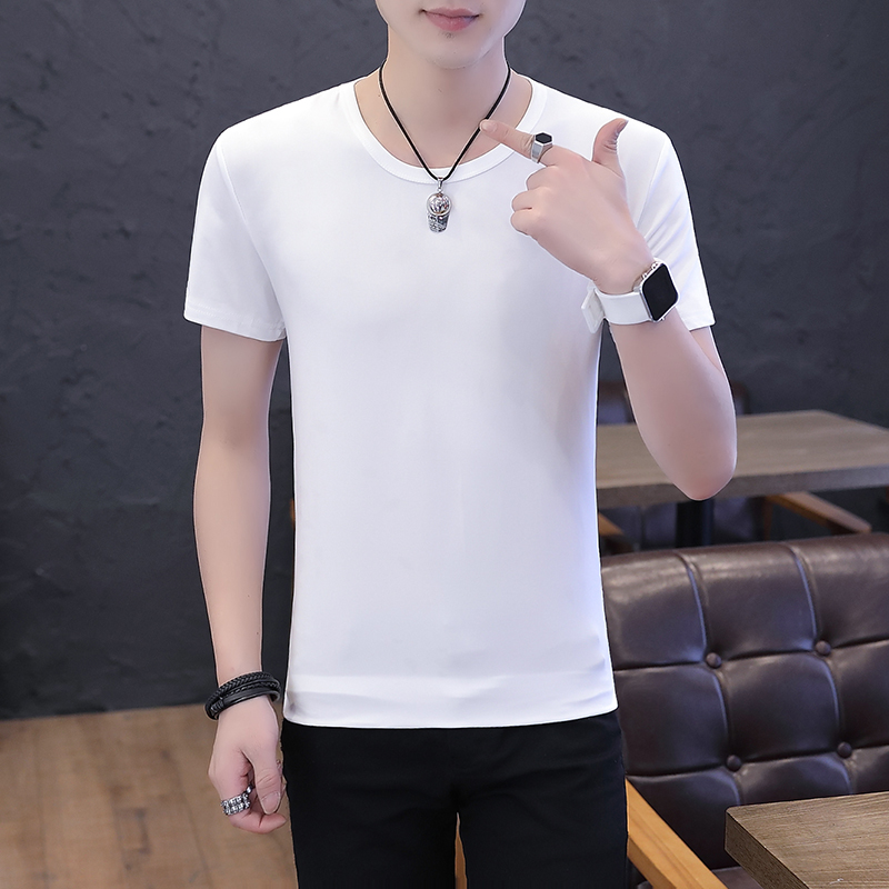 Summer new short sleeves T-shirt Men's Korean version Trend Body Round Collar Pure color T-shirt Men's thin Air Breathable Undershirt