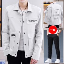 Spring and autumn new tide brand jacket male two pieces in Baiyan Han Edition repair student handsome coat tide