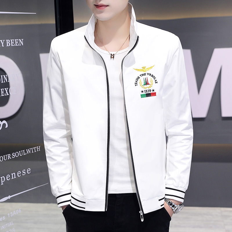 Fleece jacket men's spring and autumn tops Korean version fashion trend ruffian handsome fried street spirit guy embroidered personality jacket