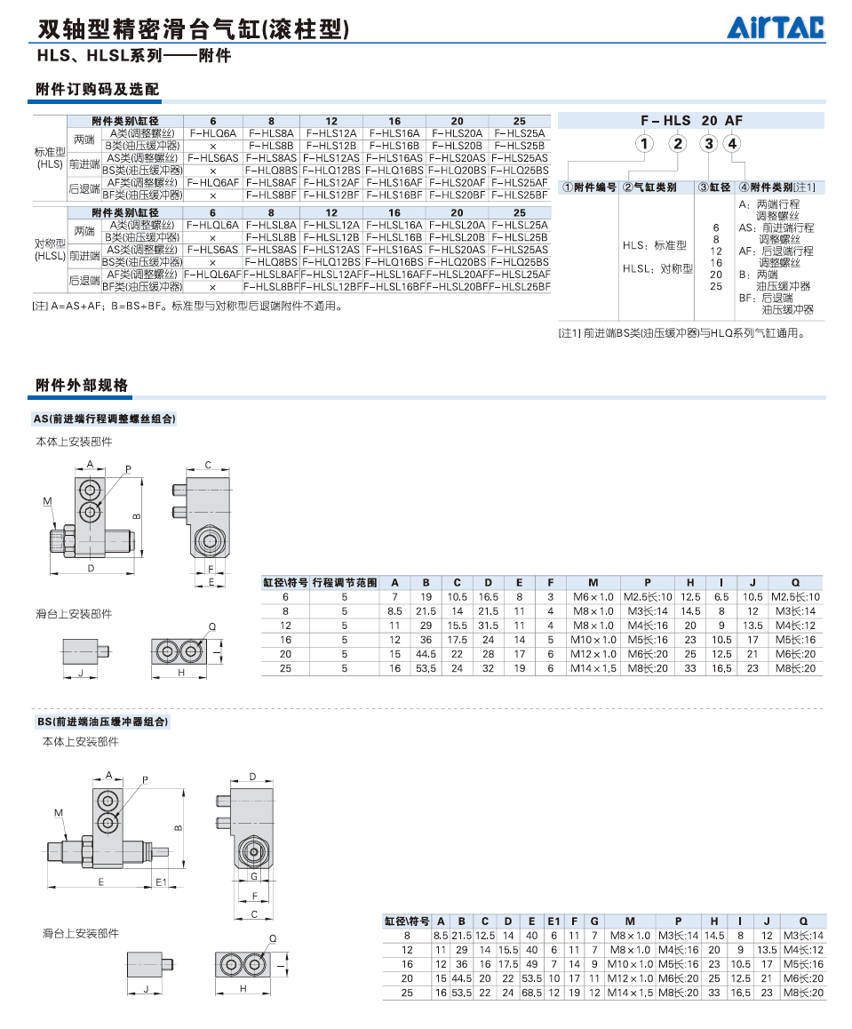 Цилиндр 原装正品亚德客hls12x10x20x30x40x50x75x100sas sbs af滑台气缸 Airtac