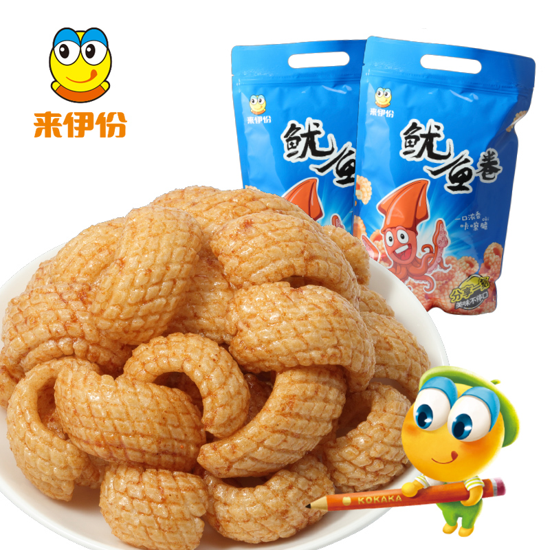 Laiyifen squid roll 188g puffed food office leisure big bag leisure snack net red Laiyifen