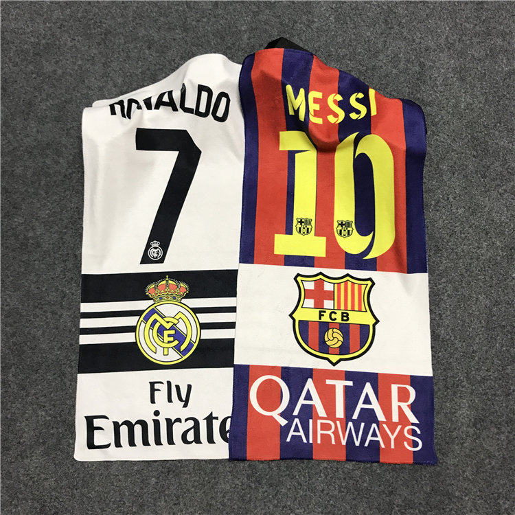 Real Madrid Barcelona Messi Ronaldo new sports towel football fitness running sweat absorbent fan gift bath towel