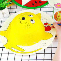 Kindergarten painting straw hat Children DIY wall decoration creative art material handmade art graffiti hat