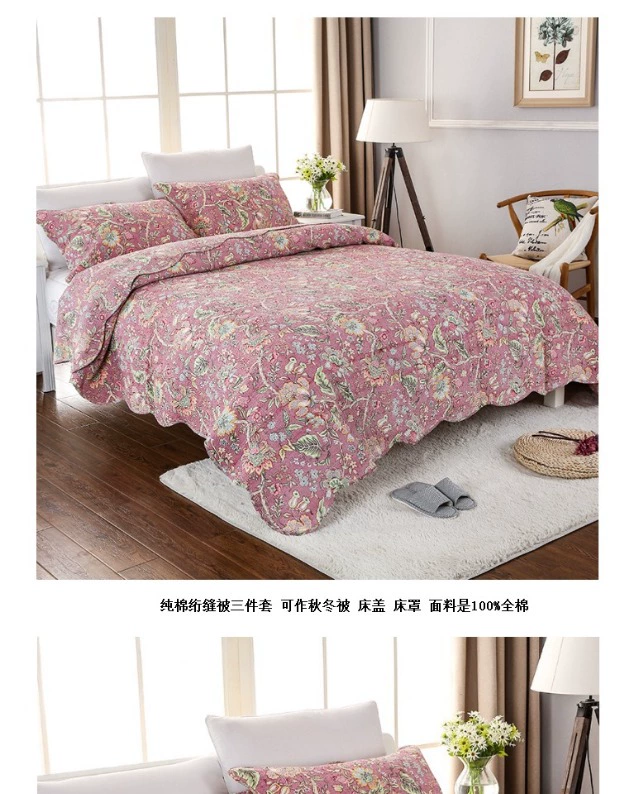 Gỗ lily bông điều quilting Không khí mát mẻ trong các doanh nghiệp giường bông công chúa đám cưới mùa hè loại vải trãi giường ba mảnh bìa - Trải giường ra giường màu xám