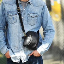 Summer casual cowhide backpack mini first-layer genuine leather crossbody bag portable mobile phone bag motorcycle style quality mens bag