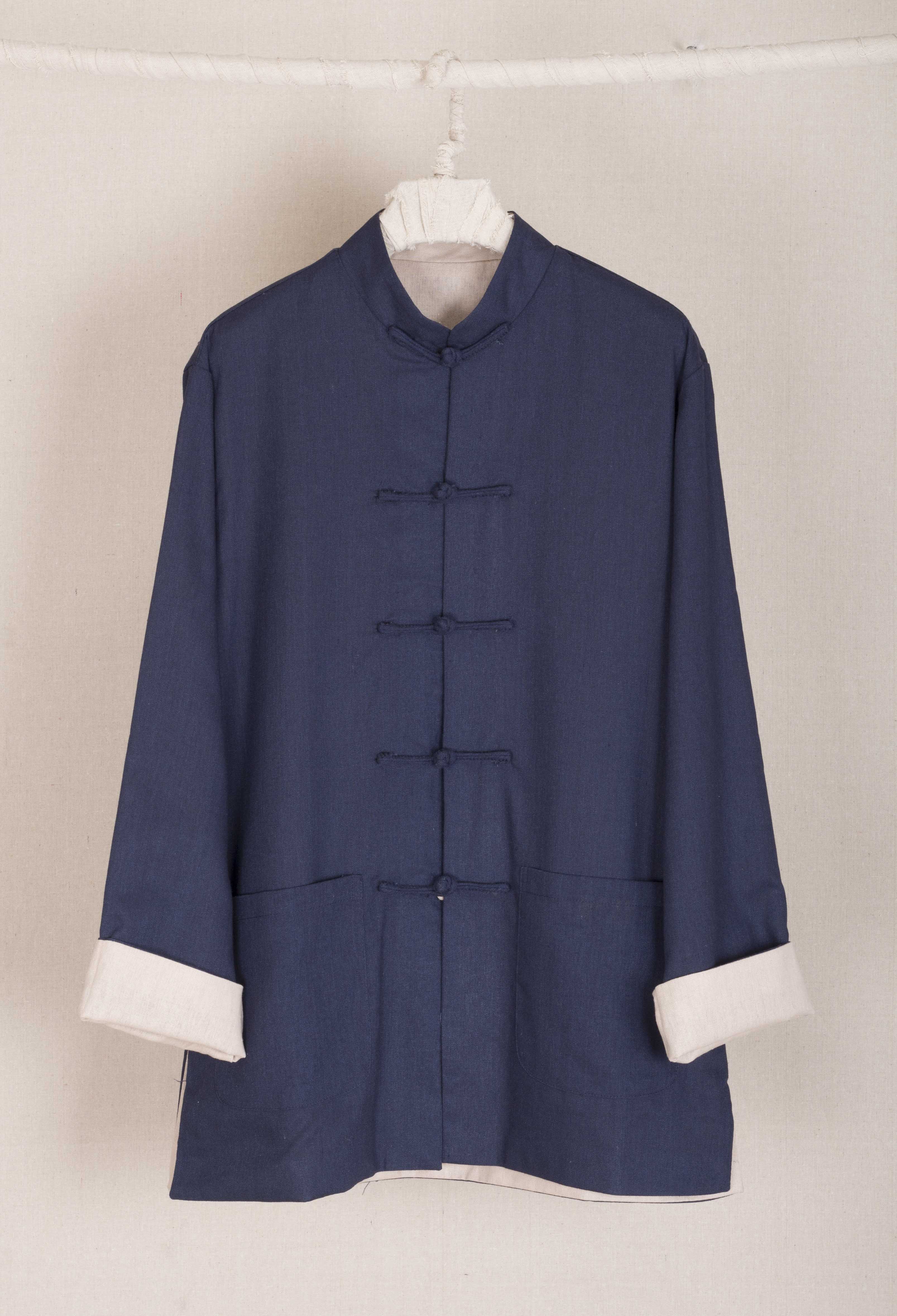 Áo dài nam 2018 mới mặc hai mặt cotton và vải lanh sóng mới mùa xuân và mùa thu kiểu Trung Quốc áo dài tay Trung Quốc bộ đồ truyền thống