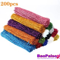 200 Glitter Chenille Stems Pipe Cleaners Plush Tinsel Stick