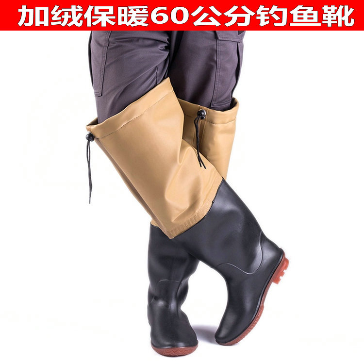 Giày đế dày đế dày cộng với nhung qua giày đi mưa nước quần cao ủng đi mưa cộng với giày nước dài cotton ấm áo chống thấm nước ủng đi mưa nhật bản