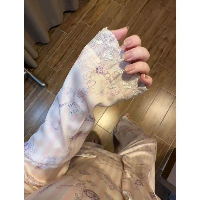 2026 New Style Girls' Pajamas with Chest Pads, Spring and Autumn Air-Conditioned Clothing, Ice Silk, Sweet and Cute Summer Loungewear Set 2026 New Style Girls' Pajamas with Chest Pads, Spring and Autumn Air-Conditioned Clothing, Ice Silk, Sweet and Cute Summer Loungewear Set