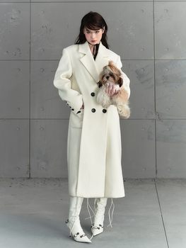 AGAM 原创羊毛重工设计双排扣高级感毛绒长款外套羊毛呢子大衣