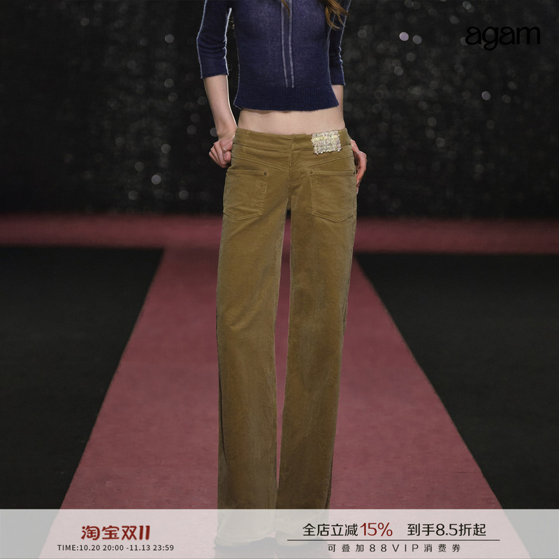 Agam Corduroy Low-Rise Straight-Leg Pants with Front Pockets, Tweed Patchwork, Vintage Casual Straight-Leg Trousers Agam Corduroy Low-Rise Straight-Leg Pants with Front Pockets, Tweed Patchwork, Vintage Casual Straight-Leg Trousers