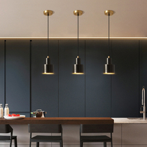 Restaurant Three-head small chandelier Nordic light and luxurious all-bronze bar lamps modern minimalist gold minimalist bedroom bedside headlights