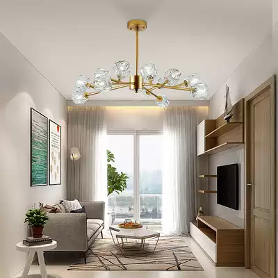 Nordic crystal chandelier Light luxury living room simple modern atmosphere Gold home bedroom personality creative dining room lamps
