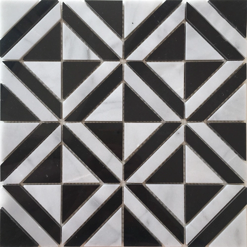 Черно -белый каменный мозаичный наклейка натуральная далисман Треугольник Линдс головоломка за головоломка ванная комната ванная комната барьер кирпич
