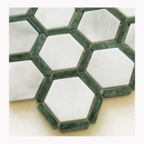 Ретро шестиугольный каменная мозаичная наклейка натуральная мрамора Большой цветок зеленый балкон ресторан