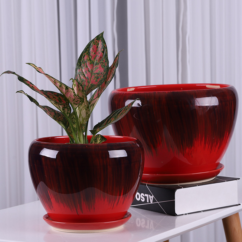 Other indoor color ceramic flower pot sitting room balcony, fleshy flower pot wholesale contracted extra large flower pot with pallets