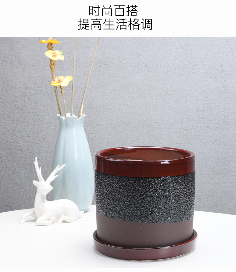 Of meat in the pot ceramic wholesale contracted green plant cylinder pot wholesale sitting room with extra large ceramic tray