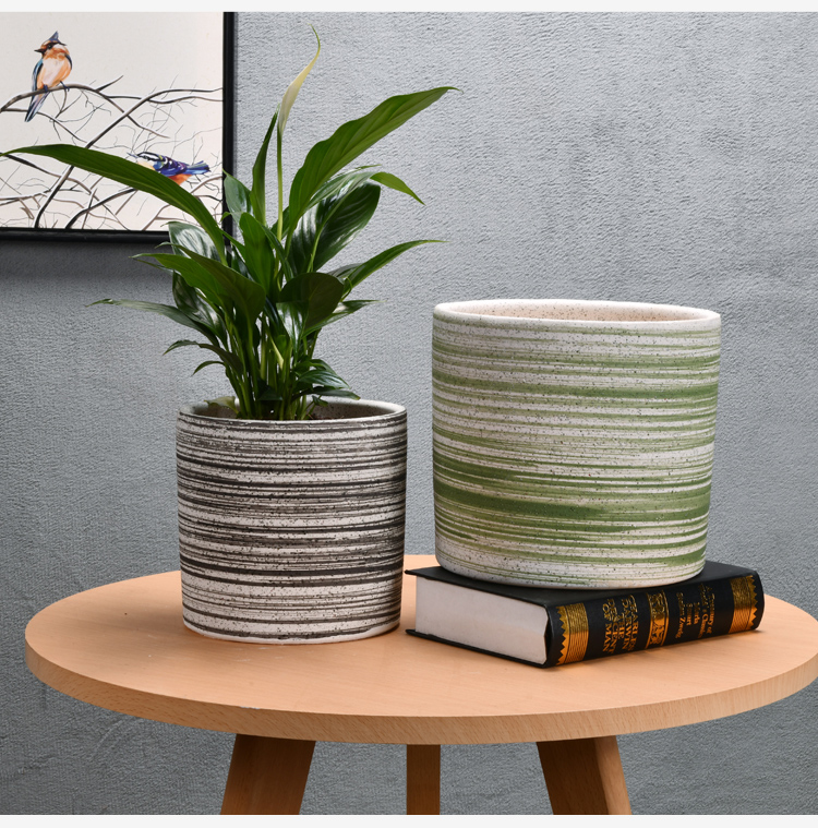 European style flowerpot ceramic cylinder clearance wholesale large extra large sitting room contracted more than other potted meat basin package mail