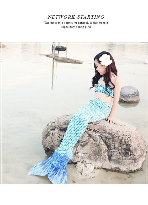 Áo tắm nàng tiên cá 2018 hè cho bé gái mới chia ba mảnh nước ngược dòng chơi chụp ảnh áo tắm suối nước nóng đồ bơi cho bé