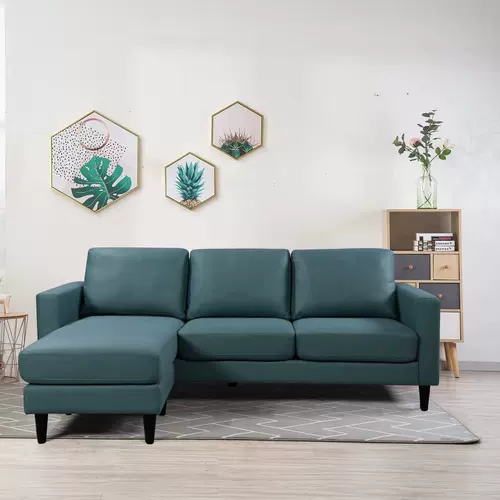 Простой минималистский стиль в скандинавском стиле, небольшая квартира, гостиная, аренда, отель, угловой тканевый диван, сменный левый и правый диван