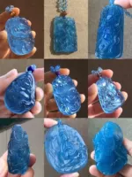 Сапфировая резная подвеска, сапфировое синее ожерелье из кварца, имитация льда