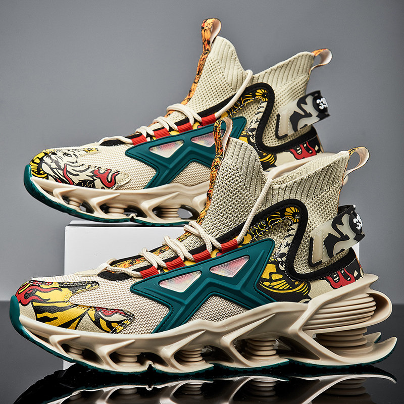 High cylinder sneaker men great size national tide Awesome Tide Cards National Wind Running Knife Aj Basketball Socks Men's Shoes Fall