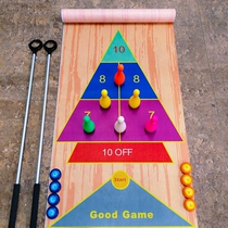 Indoor and outdoor dual-use 4 8 meter large size game mat with push rod curling ball shuffleboard set floor game