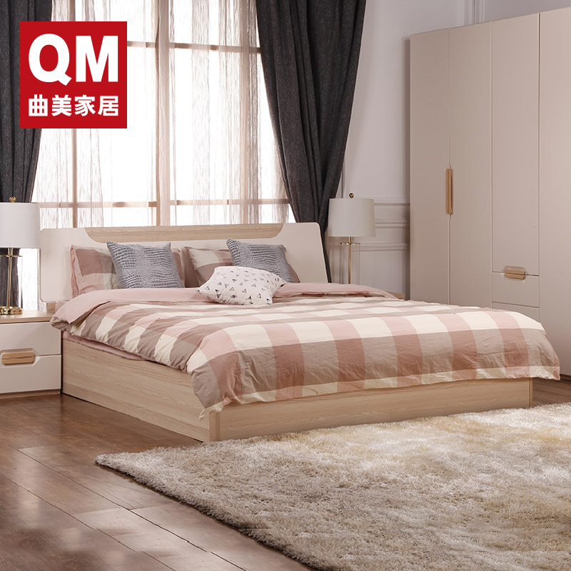 Qumei Home Light Nordic Bedroom Furniture Bedside Table Storage Wardrobe Chest of Drawers Bedroom Complete Set 2017E