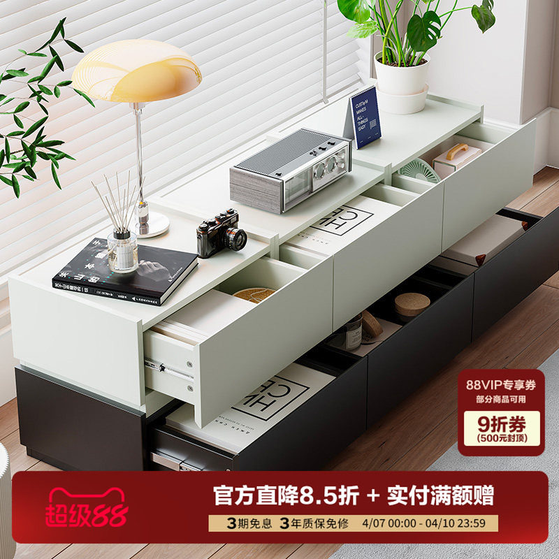 Qumei Home Furnishings 寝室用ベッドサイドテーブル 小型アパート用サイドボード 引き出し付きチェスト 収納 イタリアンスタイル テレビ収納キャビネット