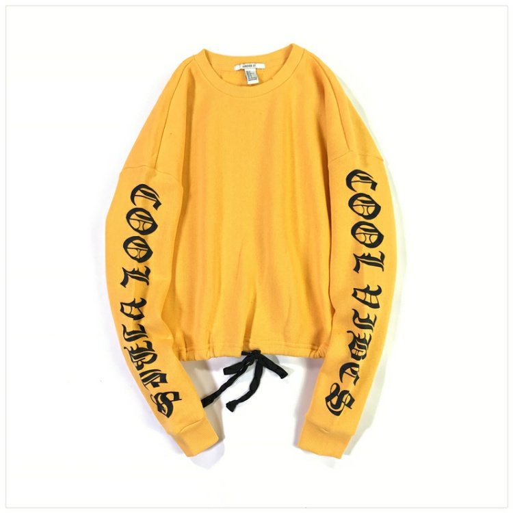 Ngày tết cổ áo len nữ cổ tròn oversized kiểu dây rút hem thoi trang cong so