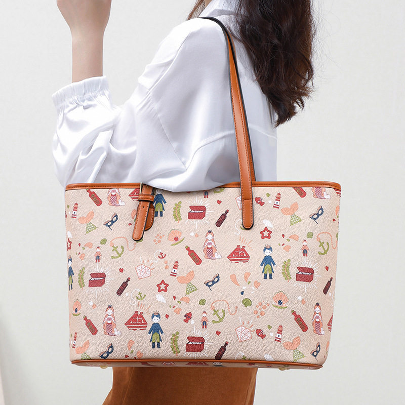 Bag 2022 new bag large capacity ladies fashion foreign style shoulder print casual cartoon mating bag