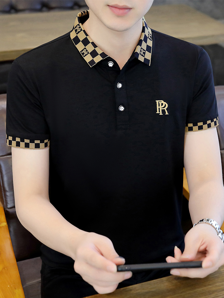 <!--POLO衫男短袖t恤翻领男装夏季潮流半袖纯棉上衣2024夏款高端体恤-->