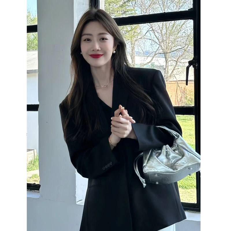 Oversize Black Blazer for Women 2026 Spring and Autumn New Style High-End Casual Loose Slimming Suit